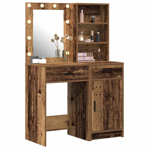 vidaXL Dressing Table Set with Drawer 2 pcs Old Wood Engineered Wood