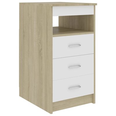 vidaXL Drawer Cabinet White and Sonoma Oak 40x50x76 cm Engineered Wood
