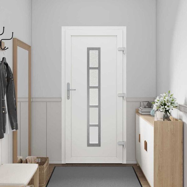 vidaXL Front Door White PVC