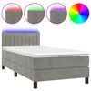 vidaXL Box Spring Bed with Mattress&LED Light Grey 100x200cm Velvet