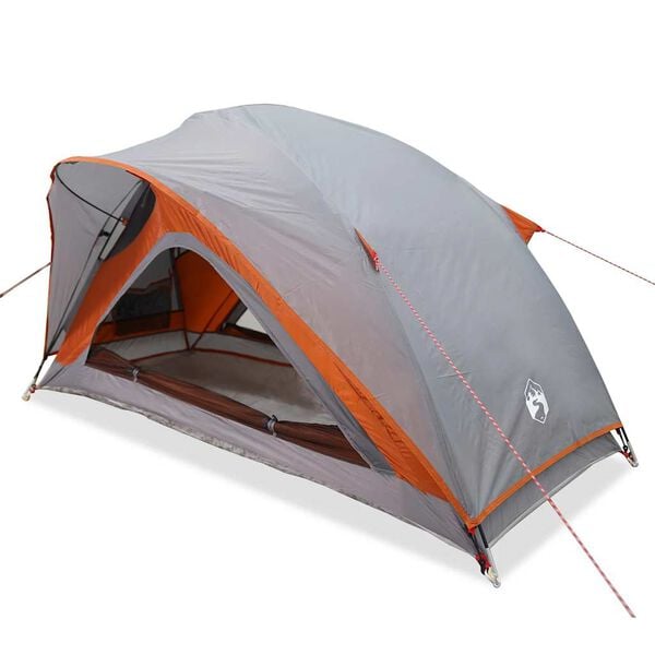 vidaXL Camping Tent 1-Person Grey and Orange Waterproof