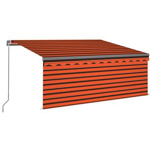 vidaXL Manual Retractable Awning with Blind&LED 3,5x2,5m Orange&Brown (313240+46860+313294)