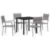 vidaXL Garden Dining Set with Cushion 5 pcs Grey Poly Rattan