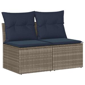vidaXL 2 Piece Garden Sofa Set with Cushions Grey Poly Rattan Acacia