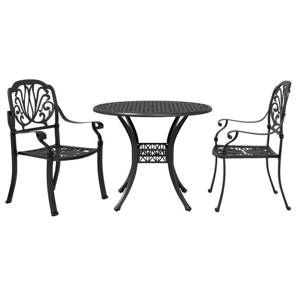 vidaXL 3 Piece Bistro Set Black Cast Aluminium