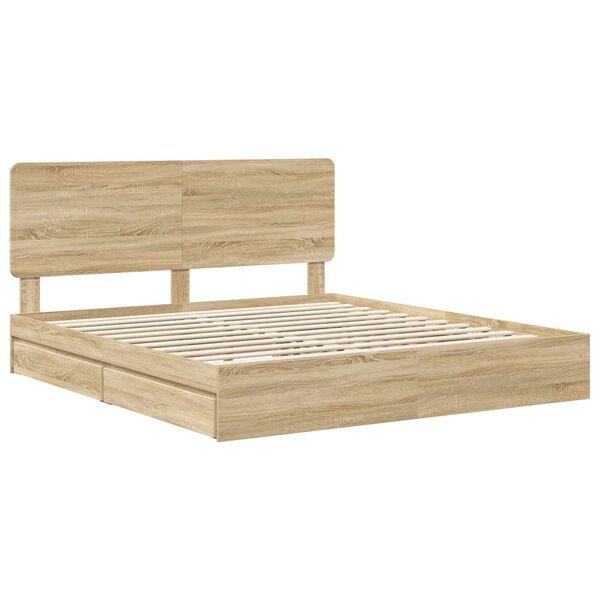 vidaXL Storage Bed with Drawer Sonoma Oak 180 x 200 cm Engineered Wood
