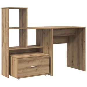 vidaXL Desk Artisan Oak Engineered Wood 131.5 x 50 x 106.5 cm
