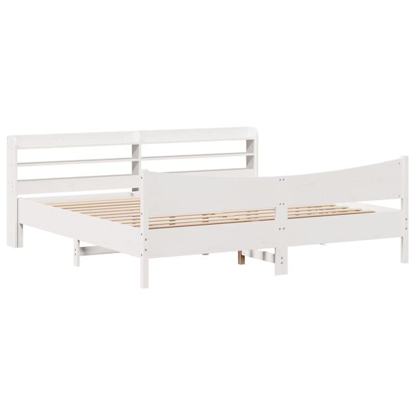vidaXL Bed Frame with Headboard White 200x200 cm Solid Wood Pine
