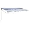 vidaXL Manual Retractable Awning with LED 500x300 cm Blue and White