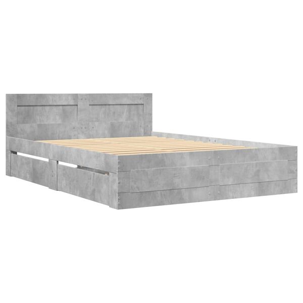 vidaXL Bed Frame with Headboard without Mattress Concrete Grey 120x200 cm