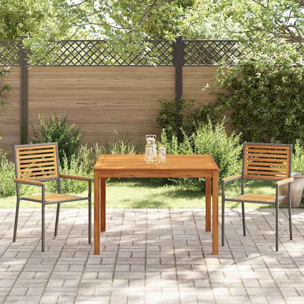 vidaXL Garden Dining Set 3 pcs Grey Poly rattan