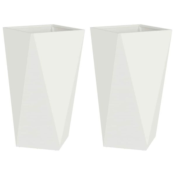 vidaXL Planter 2 pcs White 40 x 40 x 75 cm Steel