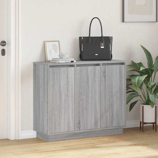 vidaXL LED Sideboard Grey Sonoma 90 x 32 x 75 cm Engineered Wood