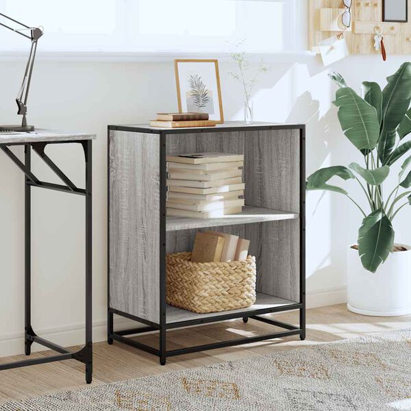 vidaXL Book Cabinet Grey Sonoma 60x35x76 cm Engineered Wood