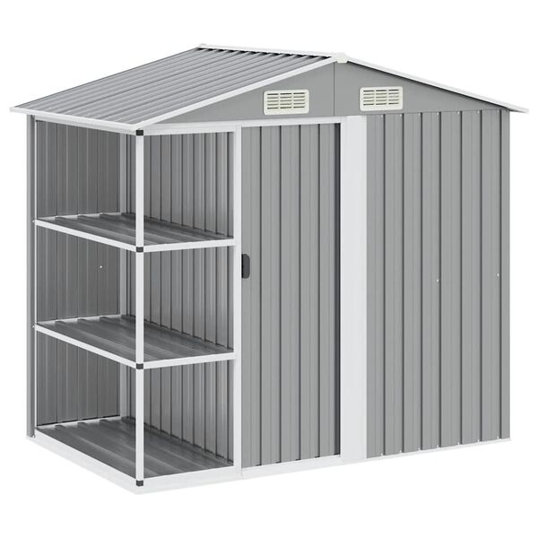 vidaXL Garden Shed with Rack Grey 205x130x183 cm Iron