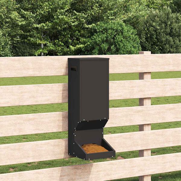 vidaXL Deer Feeder Black 28 x 30 x 80 cm Cold-Rolled Steel