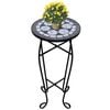 Mosaic Side Table Plant Table Black White