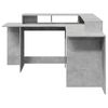 vidaXL Desk with LED Lights Concrete Grey 152x152x91 cm Engineered Wood