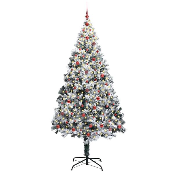 vidaXL Artificial Christmas Tree with 300 LEDs with Stand White 240 cm