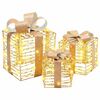 vidaXL Gift Box with 60 LEDs 3 pcs Warm white 20 x 20 x 20 cm PET