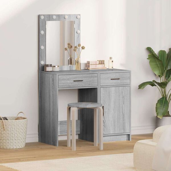 vidaXL Dressing Table 2 pcs Grey 50 x 41 x 135 cm Engineered wood