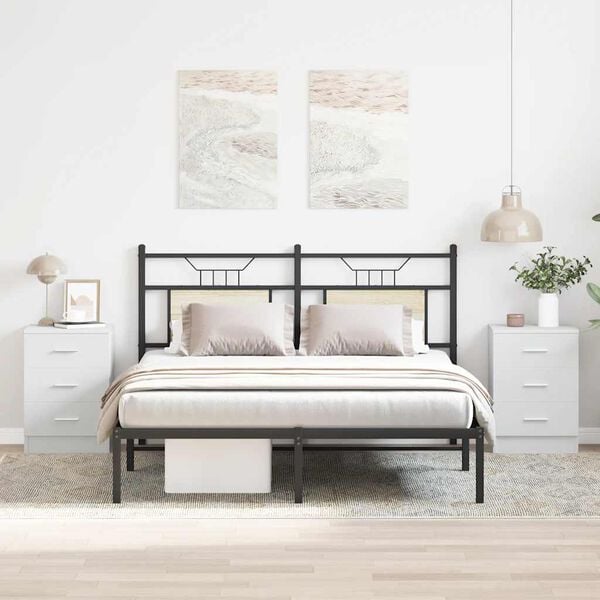 vidaXL Bedside Cabinets 2 pcs White 38x35x56 cm Engineered Wood