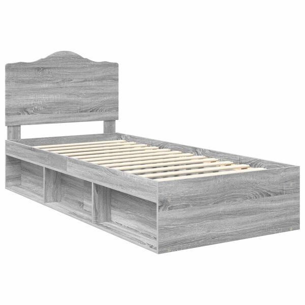 vidaXL Bed Frame Grey Sonoma 90 x 190 cm Solid Pine Wood