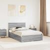 vidaXL Bed Frame with Drawer Grey Sonoma 120 x 190 cm Engineered Wood