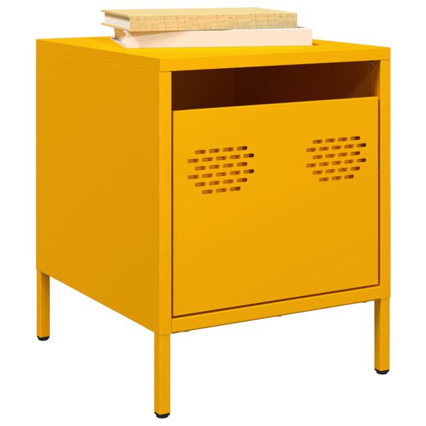 vidaXL Bedside Cabinet&nbsp;Mustard Yellow 35x39x43.5 cm Steel