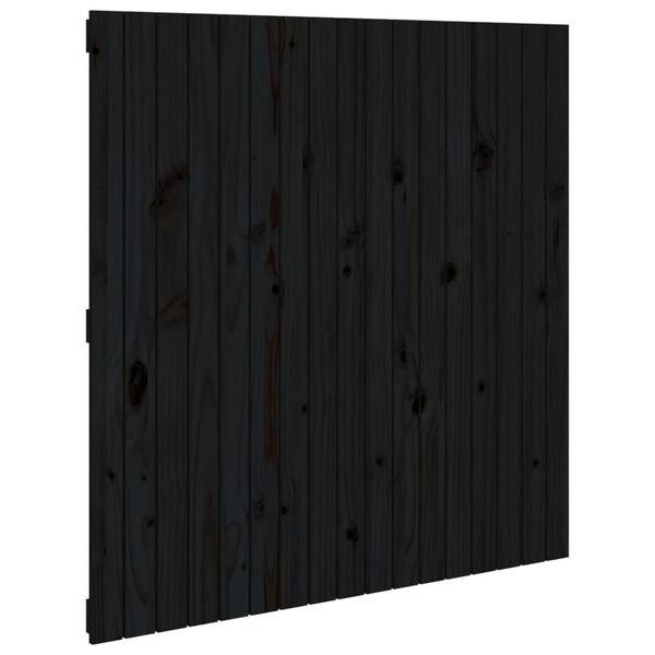 vidaXL Wall Headboard Black 108x3x110 cm Solid Wood Pine