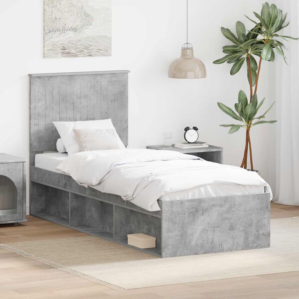 vidaXL Bed Frame Concerte Grey 75 x 190 cm Solid Pine Wood