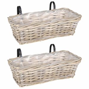 vidaXL Hanging Planter Basket GENDT 2 pcs Natural Grey 48 x 22 x 15 cm