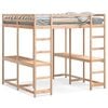 vidaXL Loft Bed with Desk and Ladder 160x200 cm Solid Wood Pine