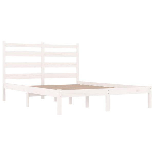 vidaXL Bed Frame without Mattress White Solid Wood Pine King Size