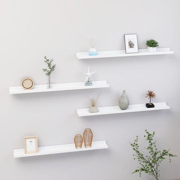 vidaXL Wall Shelves 4 pcs White 80x9x3 cm