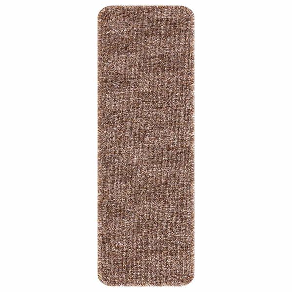 vidaXL Anti-slip Stair Mats Latex backing 15 pcs Brown 60 x 25 cm PP