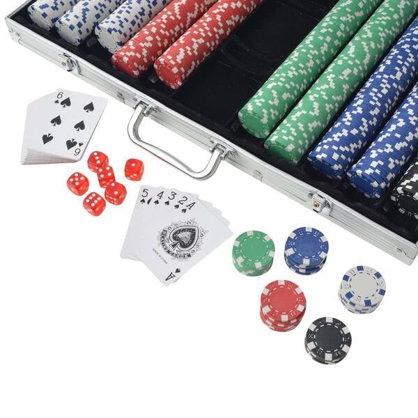 vidaXL Poker Set with 1000 Chips Aluminium