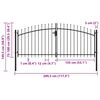 vidaXL Double Door Fence Gate with Spear Top 300x150 cm