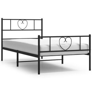 vidaXL Metal Bed Frame without Mattress with Footboard Black 107x203cm