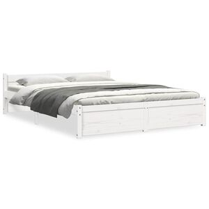 vidaXL Bed Frame without Mattress White Solid Wood 140x190 cm