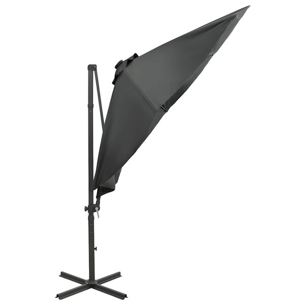 vidaXL Cantilever Garden Parasol with Pole and LED Lights Anthracite 300 cm