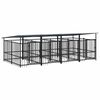 vidaXL Outdoor Dog Kennel with Roof Steel 7,51 m&sup2;