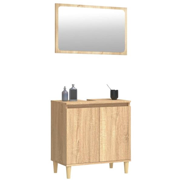 vidaXL 2 Piece Bathroom Furniture Set Sonoma Oak Engineered Wood