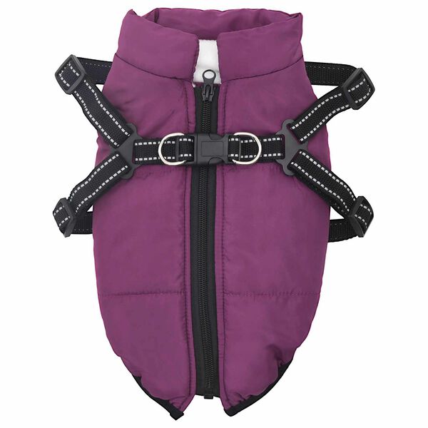 vidaXL Dog Coat with Harness Purple L36 Fleece and Polyester