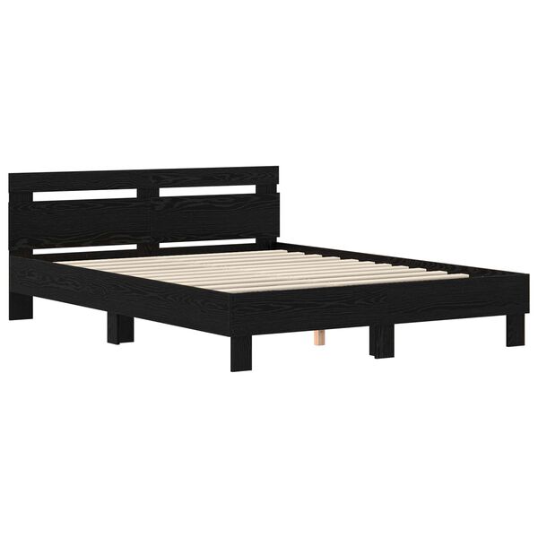 vidaXL Bed Frame with Headboard Black Oak 160 x 200 cm Engineered Wood