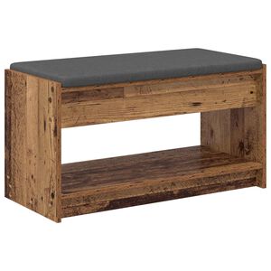 vidaXL Hall Bench Old Wood 83 x 38 x 45 cm Engineered Wood and Fabric