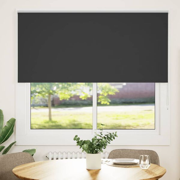vidaXL Roller Blind Blackout Black 145x150 cm Fabric Width 141.6 cm Polyester