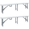 vidaXL Folding Garden Benches 2 pcs 180 cm HDPE White