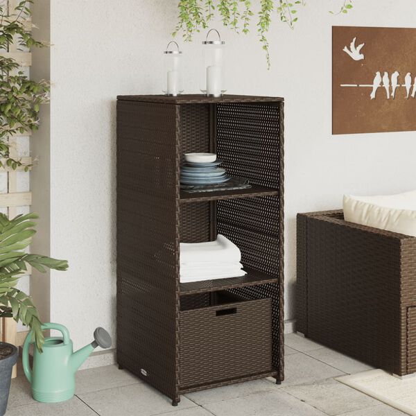 vidaXL Garden Storage Cabinet Brown 50x55x115 cm Poly Rattan