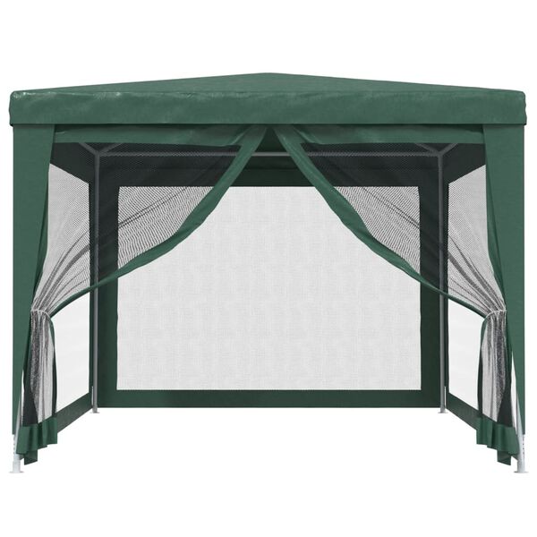 vidaXL Party Tent with 4 Mesh Sidewalls Green 3x4 m HDPE